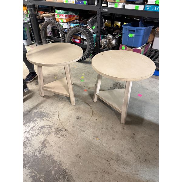 Side tables one needs tightening measures 25 inches round 25 inches tall