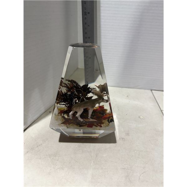 Vintage 4" x 6.5" lucite moose OBELISK