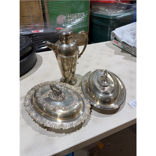 Silver plate, serving dishes