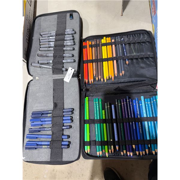 Colored pencils and pens