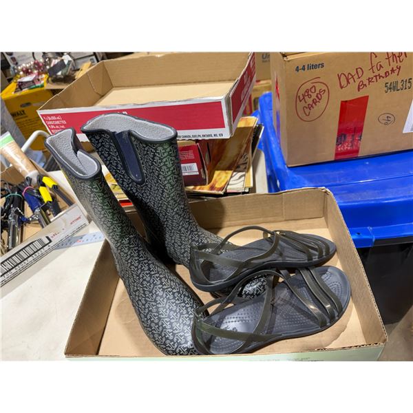 Crocs and gum, boots size 8