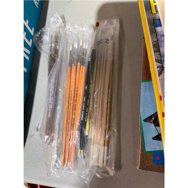 Silver fox, sable, and other paint brushes