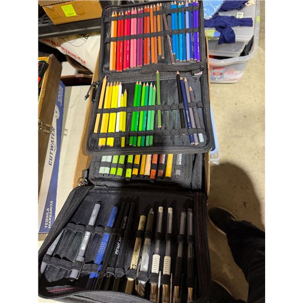 Coloring pencils and markers
