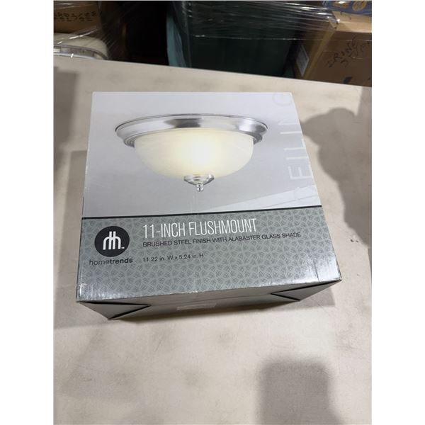 11 inch flesh mount brush steel finish with alabaster glass