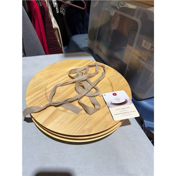 Set a four wood charger plate plates 33 cm