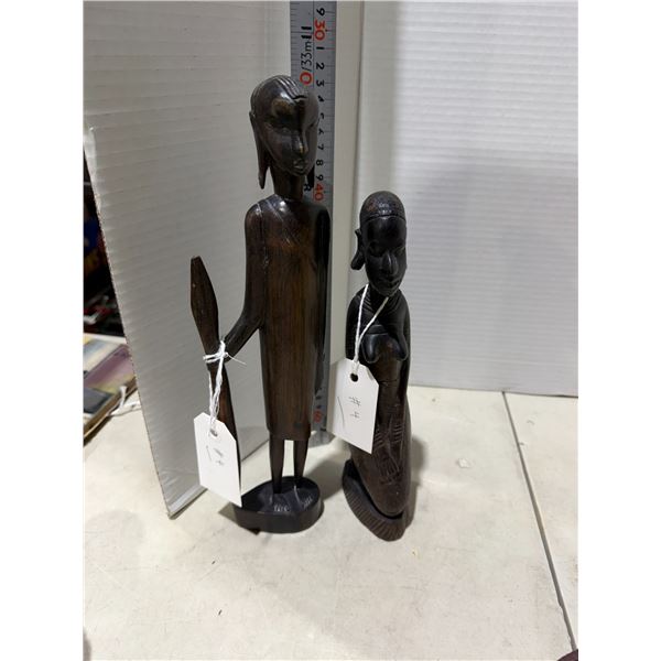 Vintage pear carved Ebony statues