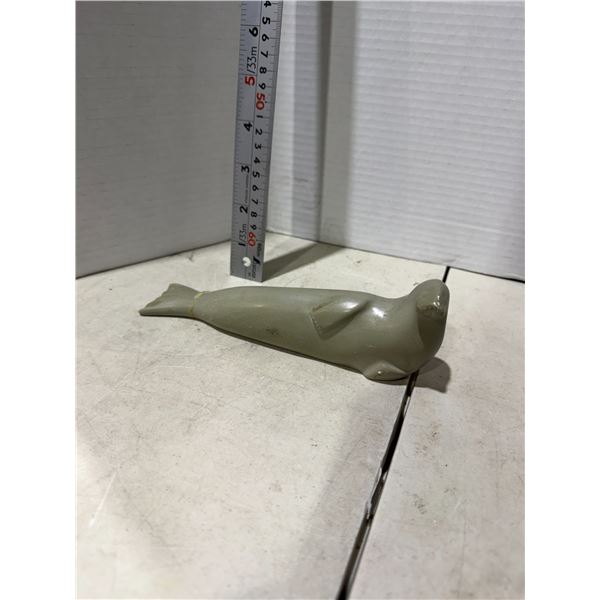 Soapstone sealed, signed, repaired tail