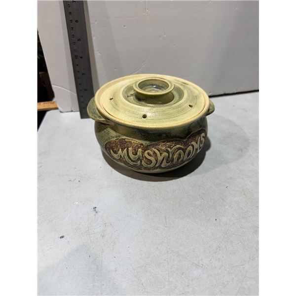 Signed mushroom pottery pot