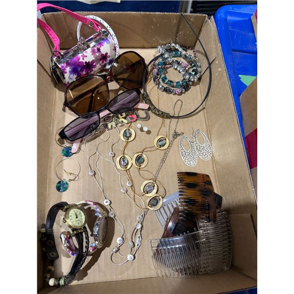 Sunglasses costume, jewelry watches, hair combs