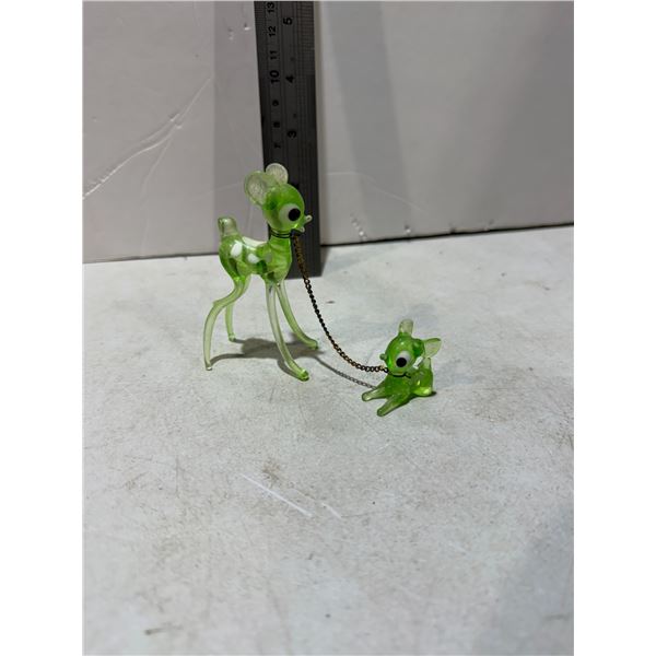 vintage green Lucite deer figurines