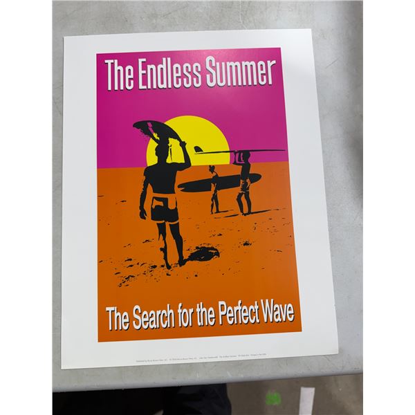 The endless Summer, the search for a perfect wave poster measures 11" x 14".