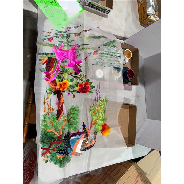 vintage or antique Chinese silk embroidery art panel