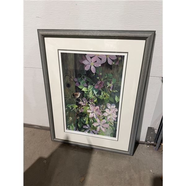 Summer flowers winter WRENS numbered artwork measures 27 1/2" x 35 1/2" ducks Unlimited