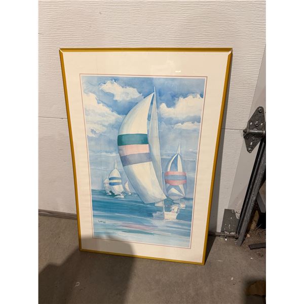 Lesley Lane sailboat artwork measures 24" x 36"