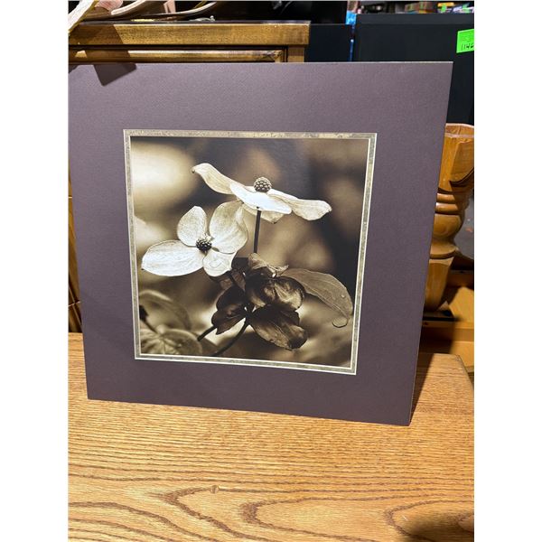 Floral artwork measures 18" x 17 1/2