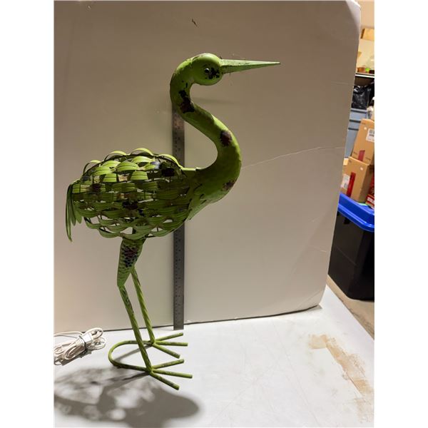 Green metal standing bird decor