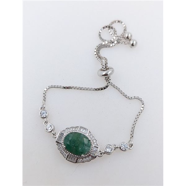 5.5 ct Certified Silver Emerald gemstone Bracelet ($5,950 Appraisal)