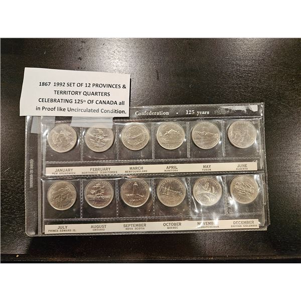 1867-1992 set of Canadian provinces quarters