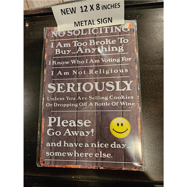 Metal sign "No solicitating...."