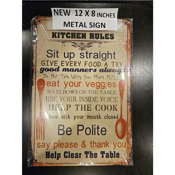 Metal sign "Kitchen rules"