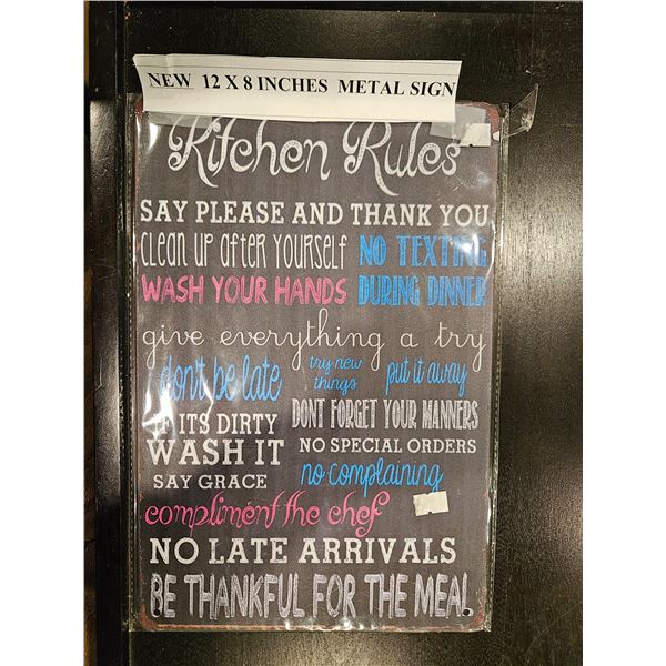 Metal sign "Kitchen rules"