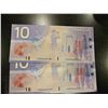 Image 2 : 2x 2002 Canadian $10 bills