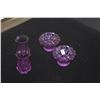 Image 2 : CRYSTAL E'ARGRES TEA LIGHT TAPER CANDLE HOLDERS & PURPLE VASES (4 PCS)