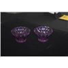 Image 3 : CRYSTAL E'ARGRES TEA LIGHT TAPER CANDLE HOLDERS & PURPLE VASES (4 PCS)