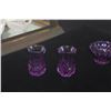 Image 4 : CRYSTAL E'ARGRES TEA LIGHT TAPER CANDLE HOLDERS & PURPLE VASES (4 PCS)