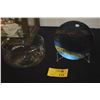 Image 1 : KURT MCVAY DICHROIC IRIDESCENT FUSED ART GLASS PLATE & ETCHED GLASS BOWL (2 PCS)