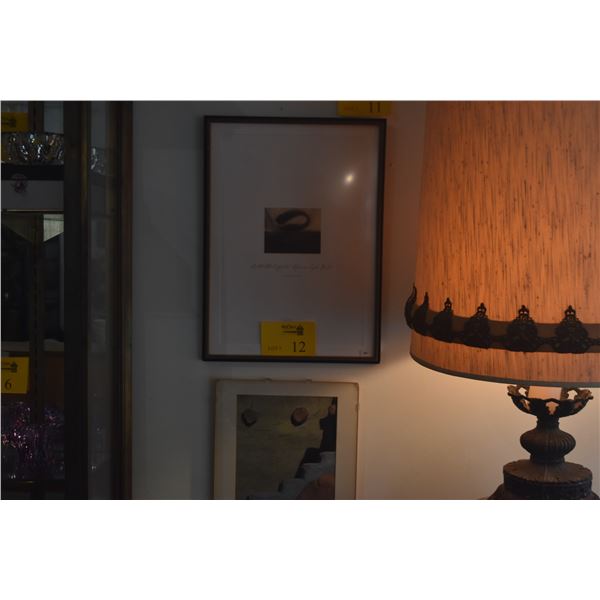 FRAMED PHOTO "ADOBE GEOMETRY"; SIGNED MARYANN & FRAMED ART: NIGERIAN SAYBO GOURD BY LAURIE TUMER (2 