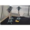 Image 1 : VINTAGE PALM TREE CANDLESTICK HOLDERS W/MARBLE COLUMNS (3 PCS)