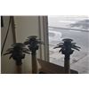 Image 2 : VINTAGE PALM TREE CANDLESTICK HOLDERS W/MARBLE COLUMNS (3 PCS)