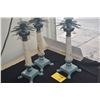 Image 3 : VINTAGE PALM TREE CANDLESTICK HOLDERS W/MARBLE COLUMNS (3 PCS)