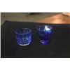 Image 5 : HAND BLOWN ART GLASS VASE, COBALT VASE & SMALL CUPS (4 PCS)