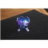 Image 13 : ART GLASS OIL LAMP ON STAND, VINTAGE BLUE IRIDESCENT CARNIVAL GLASS FOOTED BOWL "HARVEST GRAPE PATTE