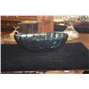 Image 3 : ART GLASS OIL LAMP ON STAND, VINTAGE BLUE IRIDESCENT CARNIVAL GLASS FOOTED BOWL "HARVEST GRAPE PATTE
