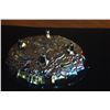 Image 5 : ART GLASS OIL LAMP ON STAND, VINTAGE BLUE IRIDESCENT CARNIVAL GLASS FOOTED BOWL "HARVEST GRAPE PATTE