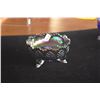 Image 9 : ART GLASS OIL LAMP ON STAND, VINTAGE BLUE IRIDESCENT CARNIVAL GLASS FOOTED BOWL "HARVEST GRAPE PATTE