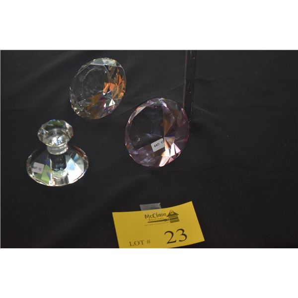 CRYSTAL PERFUME BOTTLE & CRYSTAL DIAMONDS (CLEAR & PINK) (3 PCS)