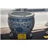 Image 1 : BLUE & WHITE PORCELAIN FISHBOWL/PLANTER (14 1/2") (DOES NOT INCLUDE STAND)