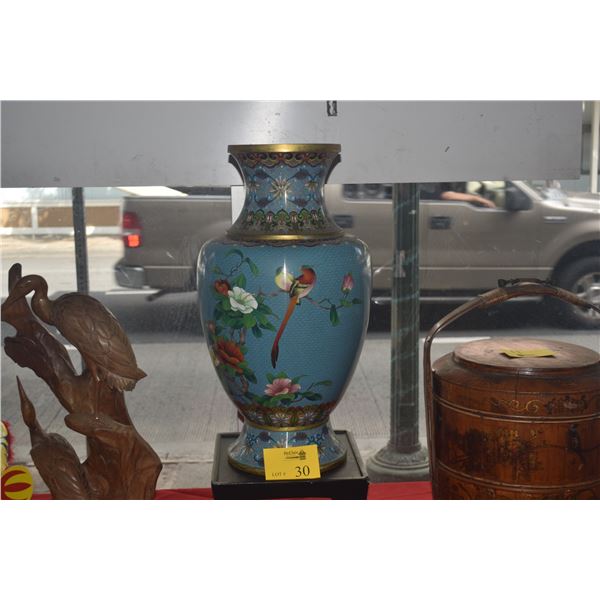 25" CHINESE CLOISONNE VASE (DOES NOT INCLUDE STAND)