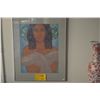 Image 1 : FRAMED PASTEL DRAWING, WOMAN W/DOVE; SIGNED ZAMBUKA '80 (20" X 25")