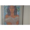 Image 2 : FRAMED PASTEL DRAWING, WOMAN W/DOVE; SIGNED ZAMBUKA '80 (20" X 25")