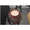 Image 2 : 24" CHINESE CARVED ROSEWOOD MARBLE TOP PLANT STANDS/SIDE TABLES (PAIR)
