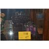 Image 1 : CHINESE PEWTER TEAPOT W/REVERSE PAINTED GLASS PANELS & MINIATURE CHINESE SOFA (2 PCS)