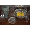 Image 1 : CHINESE ROSE MEDALLION PORCELAIN BOWLS & KOREAN CELADON VASE W/CLOUD & CRANE MOTIF (4 PCS)