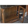 Image 4 : WOODEN CURIO CABINET W/2 DOORS, GLASS SHELF & FAUX MARBLE TOP (36" X 32" X 13")
