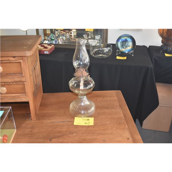 CLEAR GLASS HURRICANE OIL LAMP