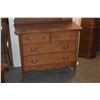 Image 3 : ANTIQUE OAK DRESSER W/5 DRAWERS & BEVELED SWING MIRROR